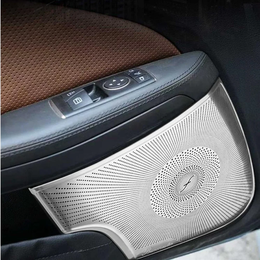 Stainless Steel Car Door Speaker Mesh Cover For Mercedes SLK200 SLK300 SLK350 2011-2012 Interior Trim Accessories Silver