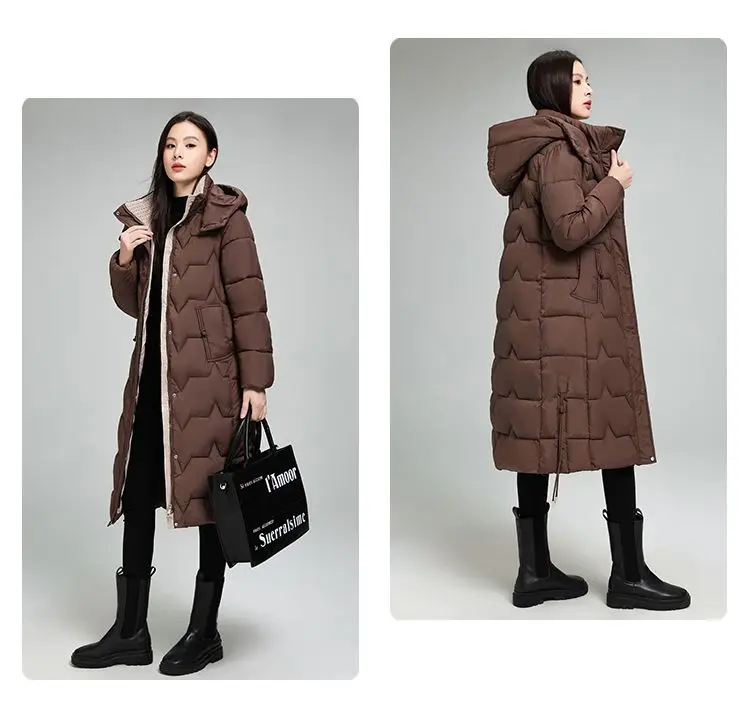 Female Long Down cotton Jacket 2026 Autumn Winter New Fashion Thicken Hooded Coat Women's Windproof Puffer Long Parka Overcoat
