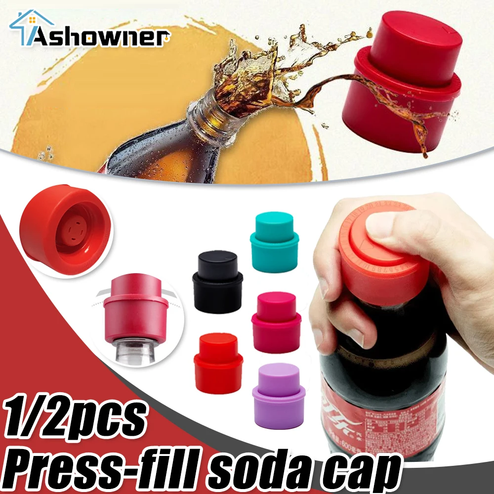 1/2Pcs Soda Bottle Stopper Inflatable Airtight Soda Cap Frizzy Drink Sealer Caps Reusable Bottle Pump Cover Carbonation Keeper