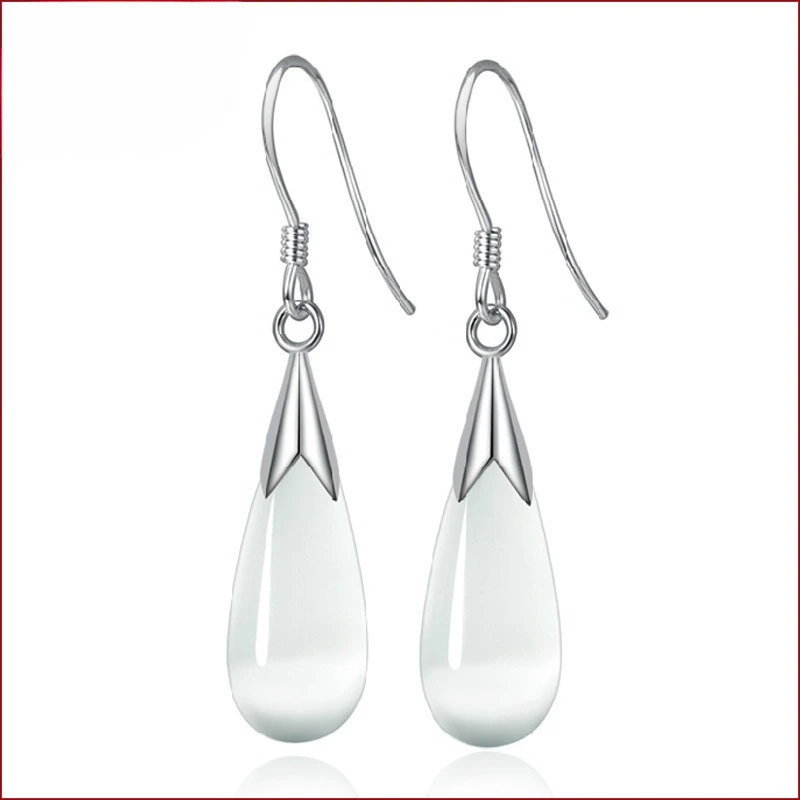 

Серьги из стерлингового серебра 925 пробы, серьги с лунным камнем, женские модные простые ювелирные изделия на день рождения, свадьбу, годовщину, подарок