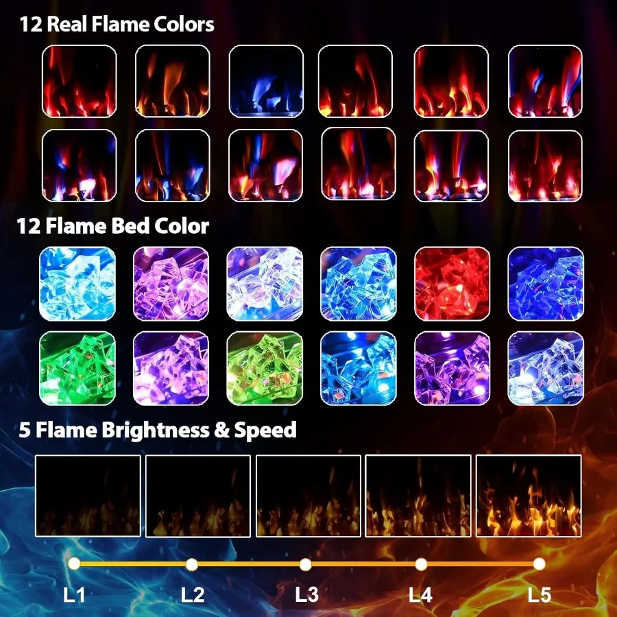 مدفأة كهربائية 72 بوصة، أماكن حريق رفيعة للغاية، حشوات مدفأة كهربائية لغرفة المعيشة وغرفة النوم، راحة وحامل على الحائط #4