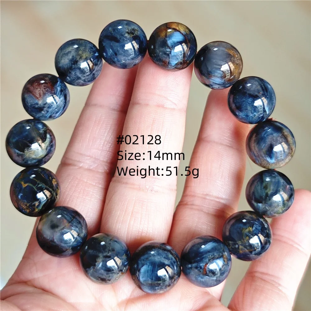 Natural Blue Pietersite Bracelet Women Men Beads Round Beads Chatoyant Cat Eye Fire Pietersite Namibia AAAAAA view 6
