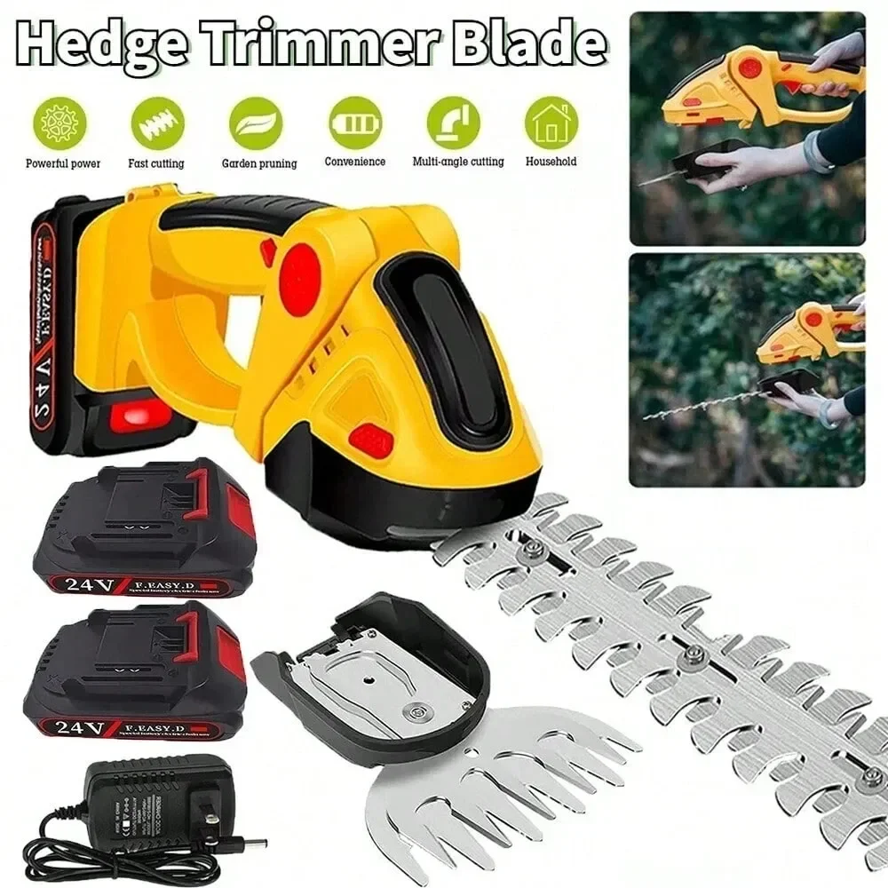 

Electric Cordless Hedge Trimmer Grass Shear Bush Trimmer W 2x Battery