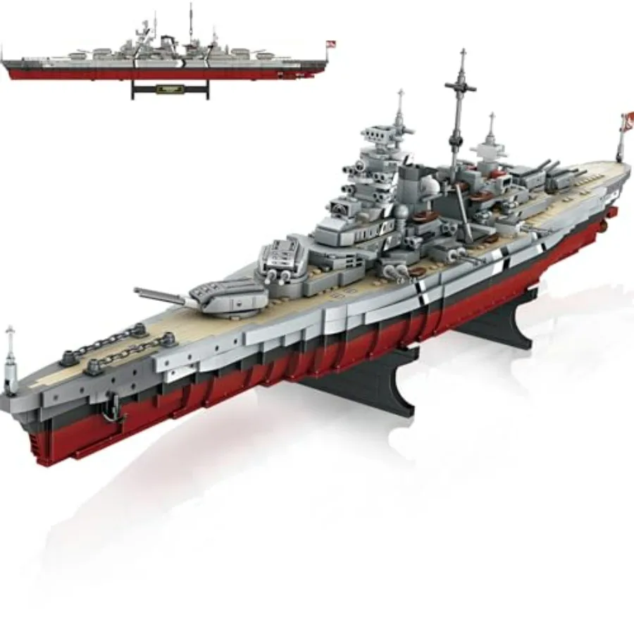 

29 Inch Bismarck Battleship Building Block Set 2081 Pcs German WWII Military Theme Boat Model Kit in Grey for Adult Teen 14+ Gi