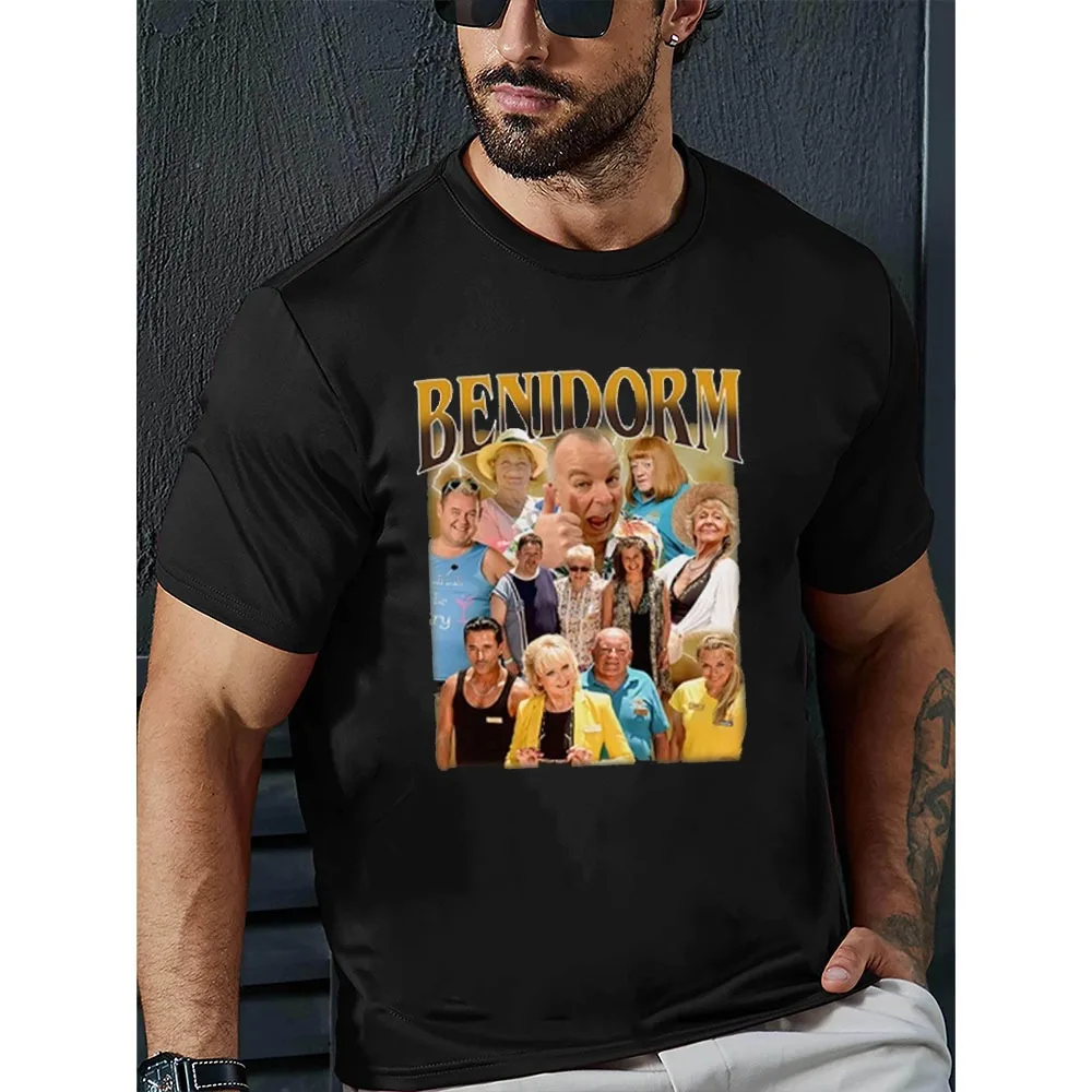 

Benidorm Montage Adults T-Shirt Funny TV Show Meme Viral Benidorm Tee Tops 2025 New Streetwear Men Crewneck Cotton Short Sleeve