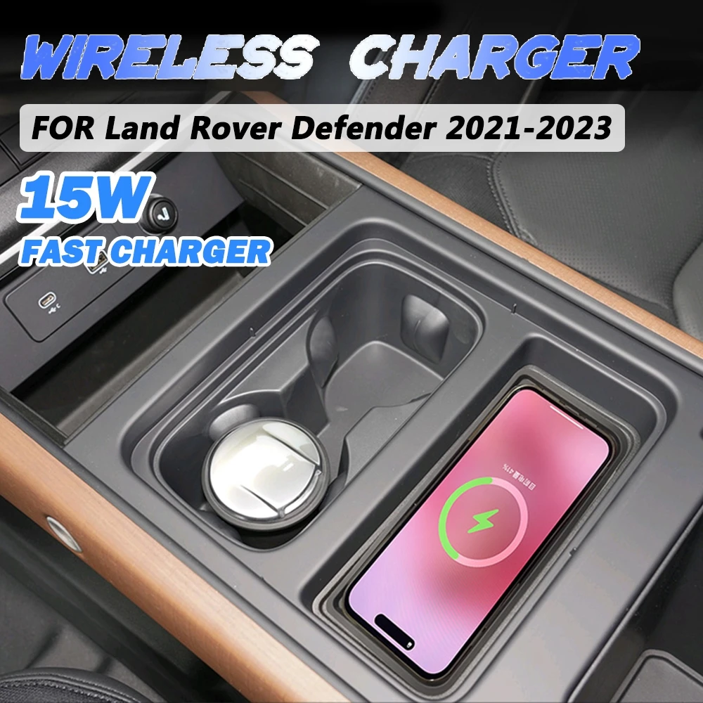 

FOR Land Rover Defender 110 2021-2023 15W QI Wireless Charger Induction Smartphone Car Wireless Charging Pad Holder for iPhone