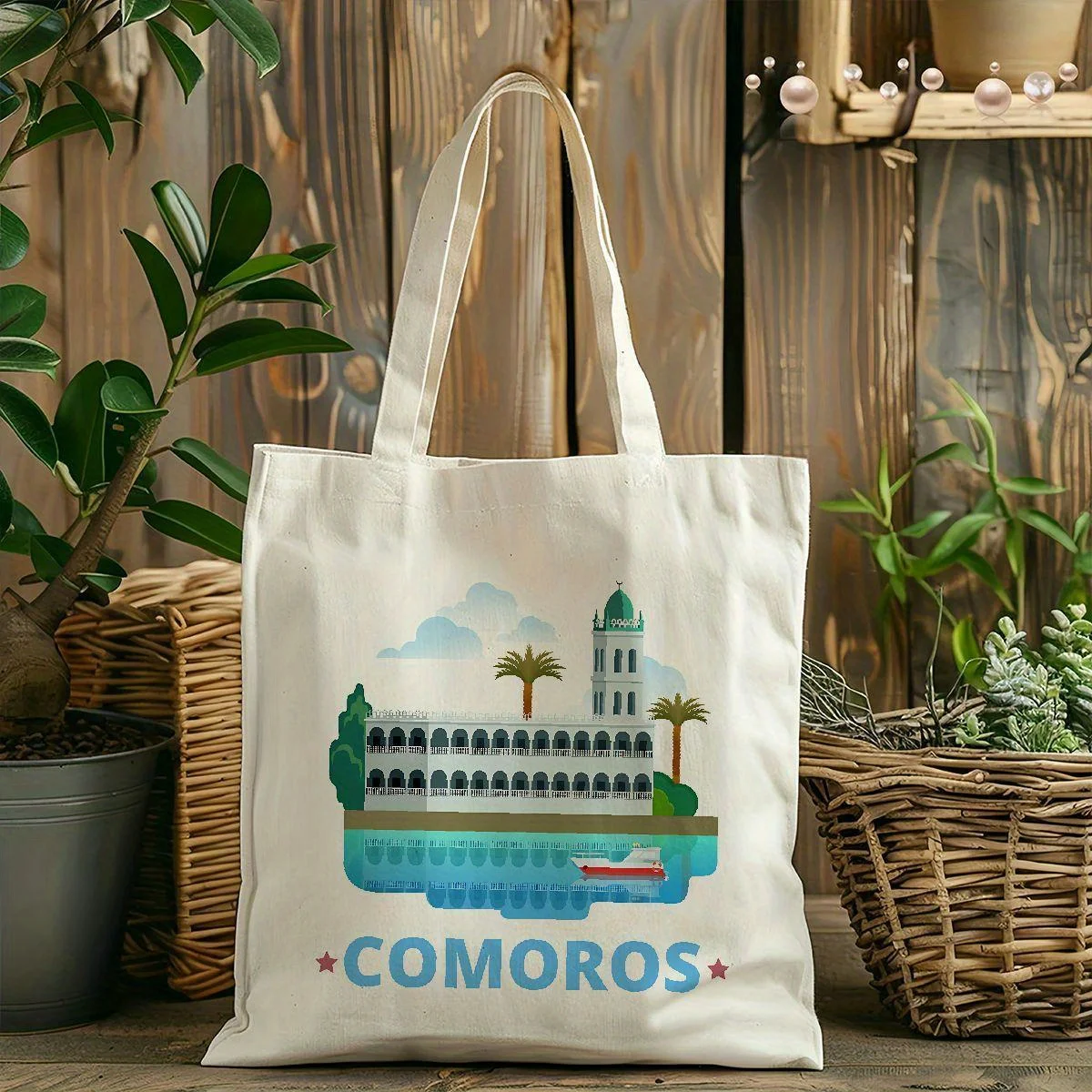 Contemporary Shopper Tote LZ25011320 COMOROS, Ideal Present Handbag for Everyone, Suitable for Students, Schools, Colleges, Trav