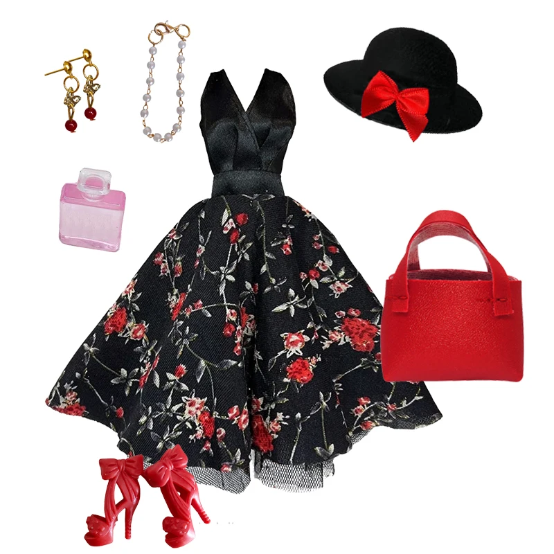 

1/6 BJD Doll Clothes For MengF Fr Xinyi Doll Clothes Outfit Set Floral Dress with Bag Shoes 11.5" Dollhouse Accessories Kids Toy
