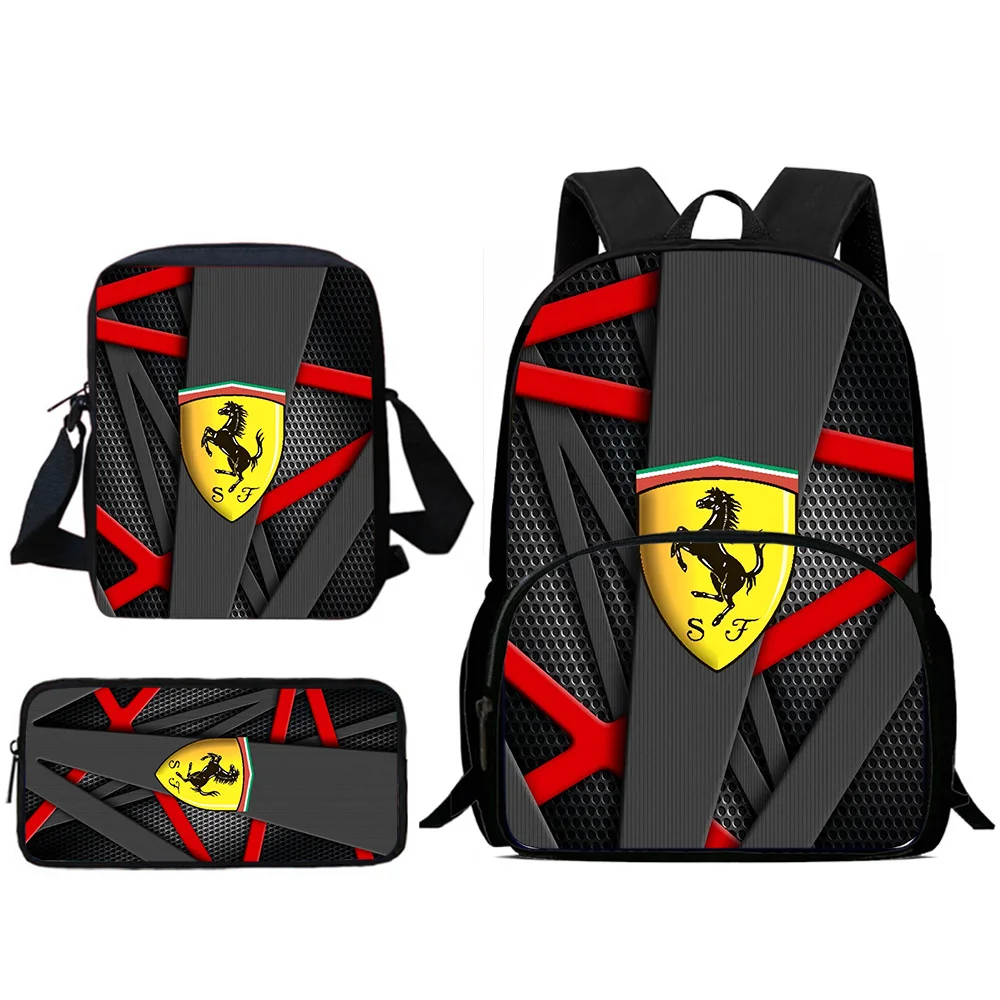 Child Backpacks Red Sports CarShoulder Bag Pencil Case Pupil Large Capacity School Bags for F-FerrariS Boys Girls Best Gift