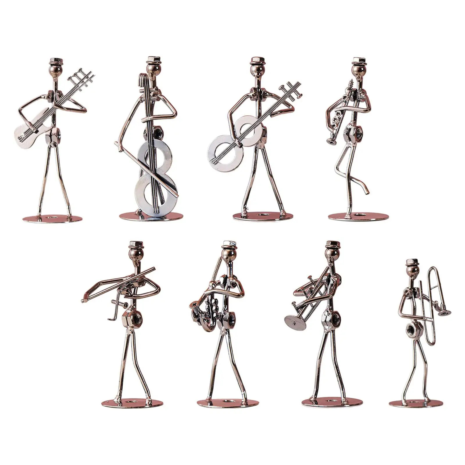 Musical Man Statue, Iron Wires and Screws Statue Home Decor, Musician Tabletop Figurine Desk Decoration for Bookshelf