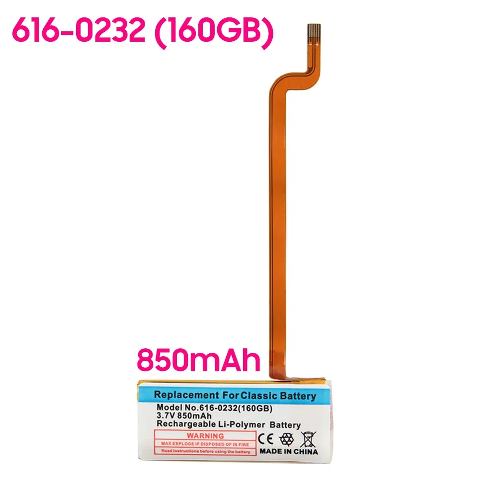 

650mAh Battery For IPod Classic Video Thin 5th 5.5 30GB 6th 80GB 120GB 7th 160GB 616-0229 616-0232 For Ipod Classic Gen 6th 7th