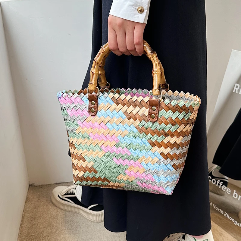 Large Capacity Woven Bag New Summer Tote Portable Basket Bag for Women Bolsos Para Mujeres Handbag Hot Selling