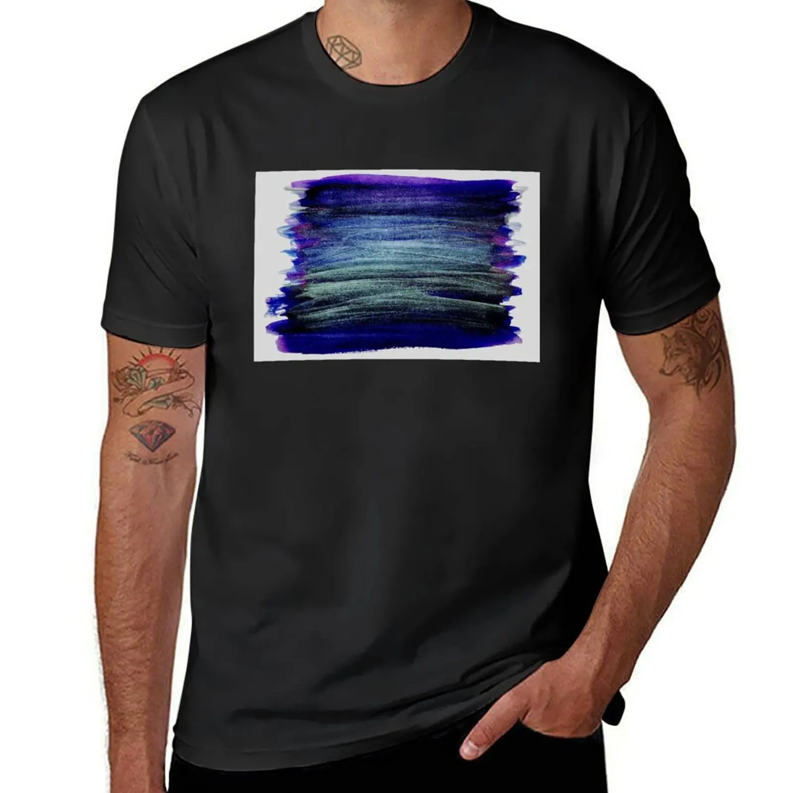 Blue and shimmer inks T-Shirt customs design your own quick-drying customizeds plain t shirt men