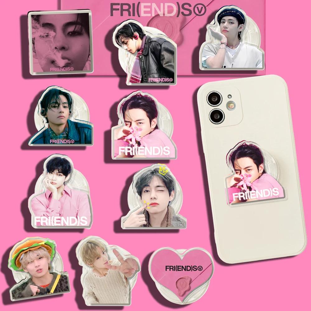 

Acrylic Kpop Mobile Phone Holder Ring Stand FRIENDS V Album LAYOVER Agust DDays Teakook Grip Holder Socket Expanding Accessories