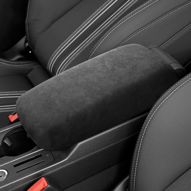 For Audi A3 2021~2024 Black Red Suede Alcan tara Armrest Lid Cover Cup Panel Sheath Shell Car Trim Interiors Accessories