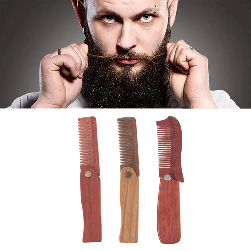 

Мужская карманная расческа, складная деревянная расческа для бороды, расчески для волос из сандалового дерева для мужчин, идеально подходит для использования с бальзамом для бороды