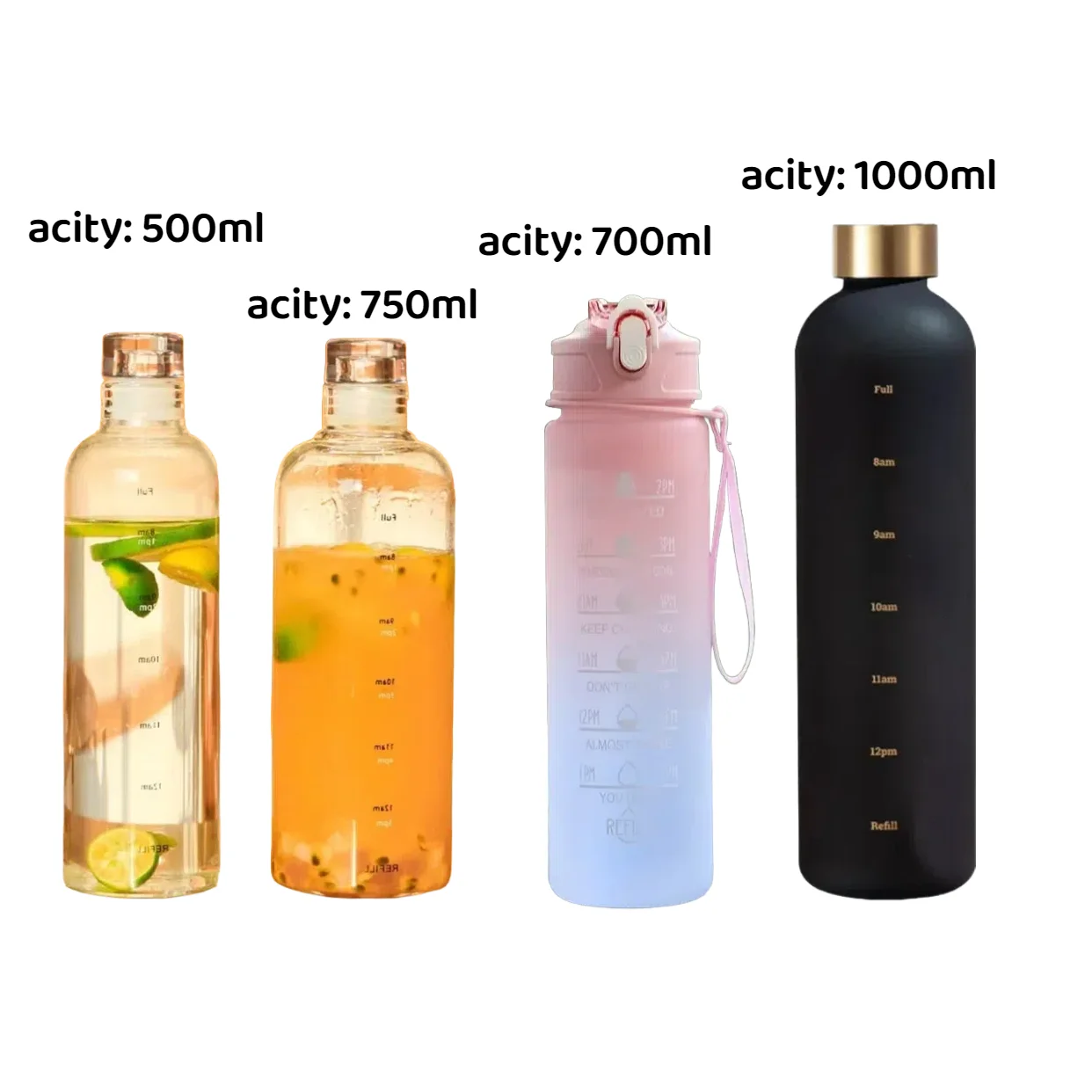 500–1000 ml Sportwasserflasche mit Zeitverfolgung, auslaufsicher, sturzsicher, für einfaches Tragen, ideal für Outdoor-Abenteuer, Wasserbecher