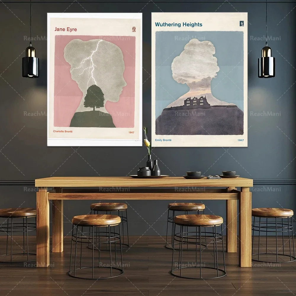 طباعة الكتب العتيقة، ملصقات المعرض، طباعة شارلوت برونتي، الملصقات الأدبية، طباعة غلاف الكتاب، ملصقات المعرض، #4