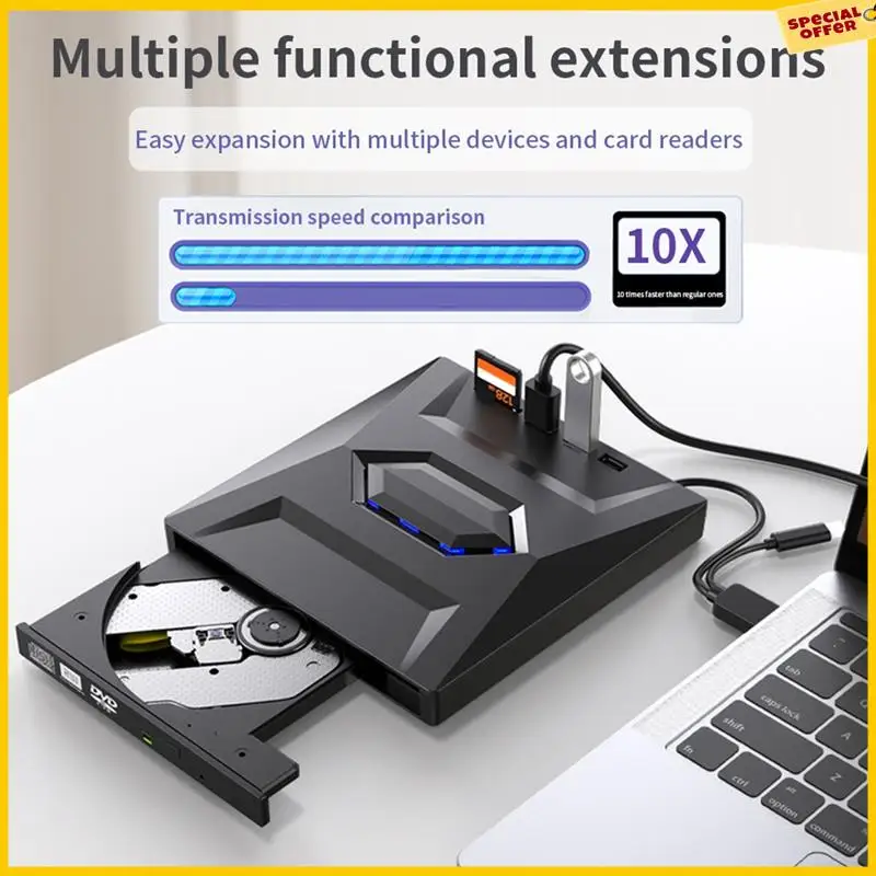 A25P Externe DVD CD-schrijver Brander CD- en dvd-speler Type C/USB3.0 Externe DVD CD-drive voor pc Laptop Windows 11/10/8/7