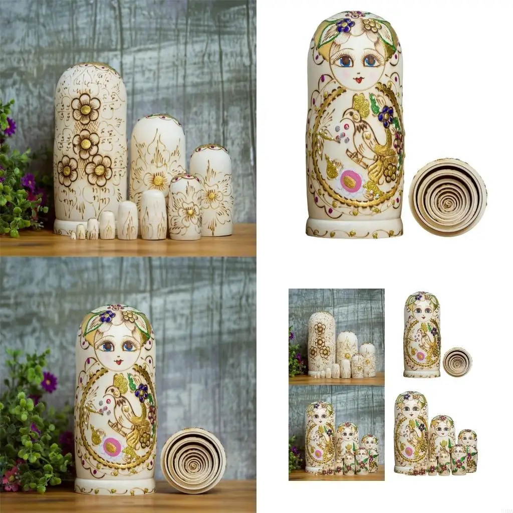 

54DA Русская матрешка в народном искусстве, деревянная фигурка ручной работы с цветочным узором для подарков, декор для офиса