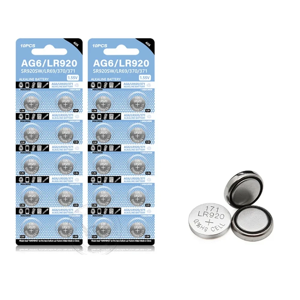 1.55V Coin Battery AG6 371 SR920SW LR920 SR927 171 370 L921 LR69 SR920 Button Batteries For Watch Toys Remote Button Cell