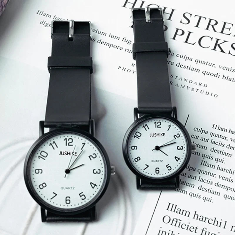 Simple Black White Women Quartz Watches Minimalist Design Silicone Strap Bracelet Wristwatch Women's Fashion Dress Watch Gifts