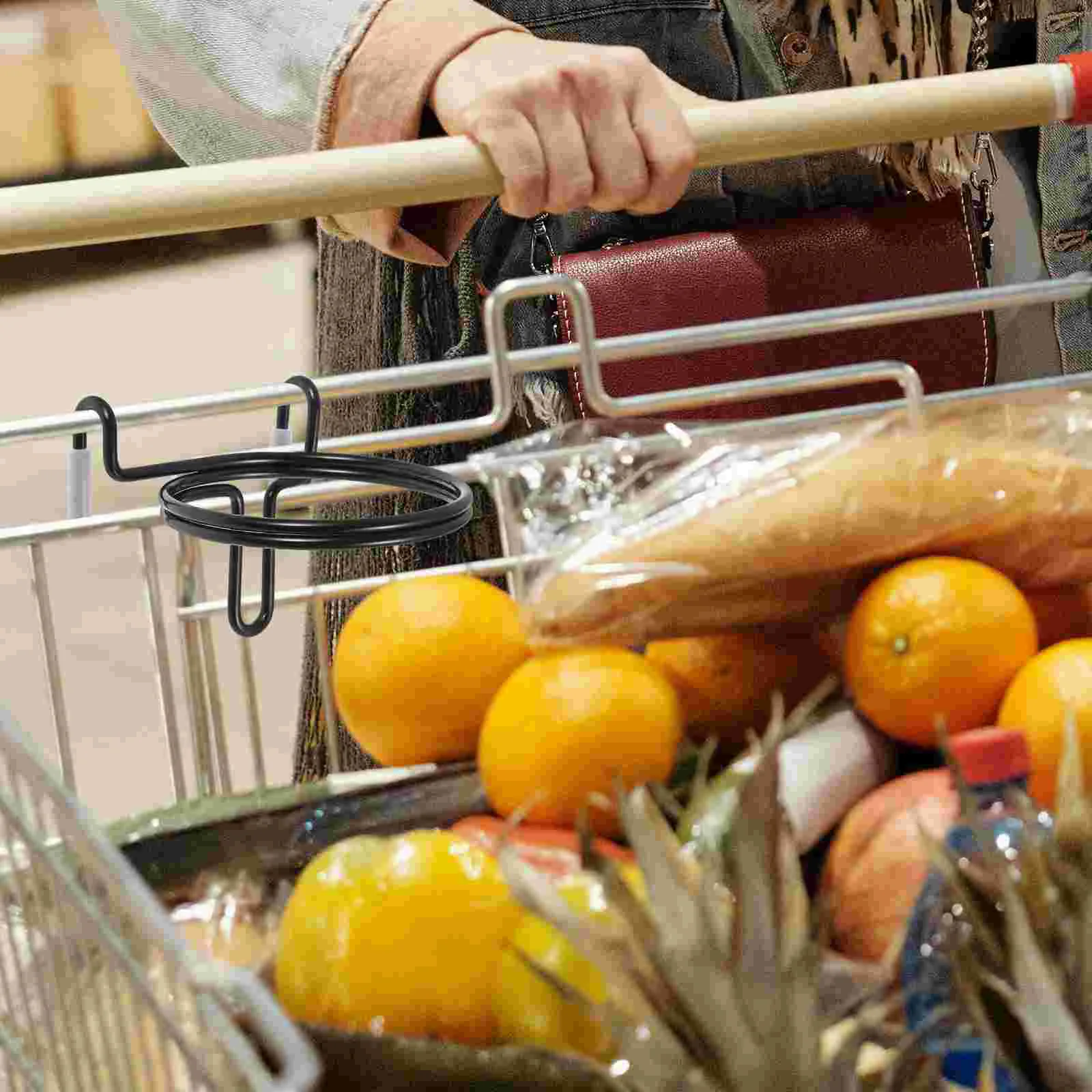 Carrinho de compras organizador de copos, suporte de compras para pendurar garrafa, acessório de bebidas para bebê