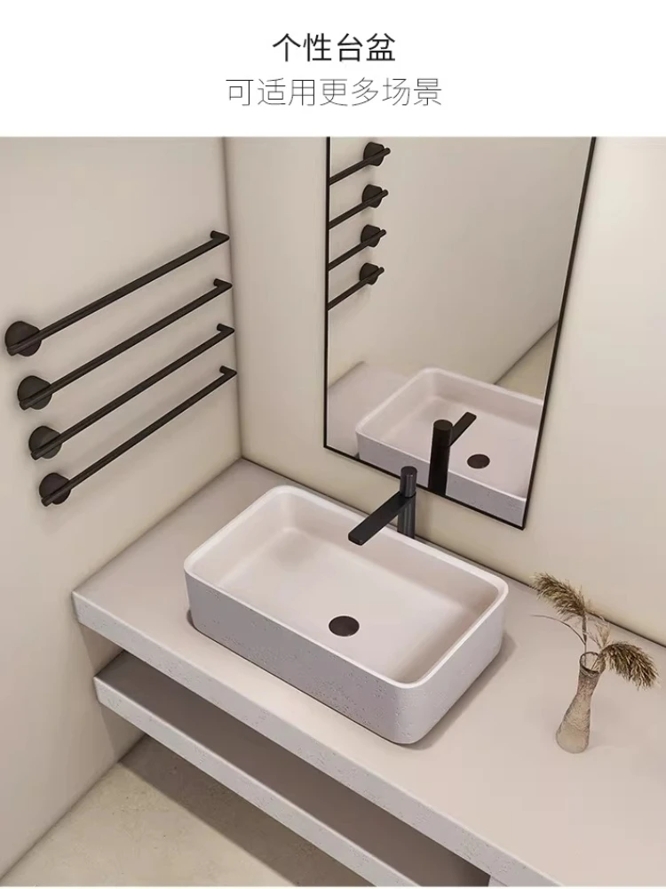 

Wabi Sabi Wind Washbasin Creative Personality Bathroom Washbasin Travertine Rectangle Homestay Art Washbasin