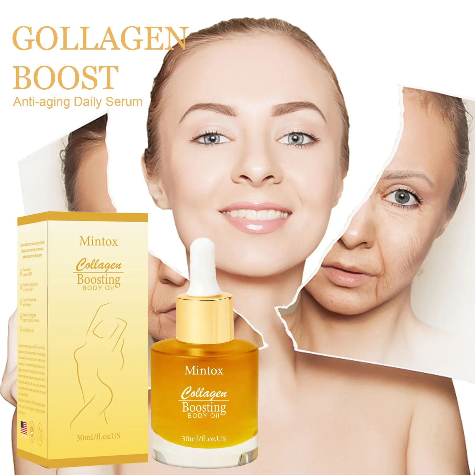 MINTOX 30ml Collagen Body Oil Essence Moisturizing and Firming Skin Care Essential Oil Skin Lifting Use Whole Body