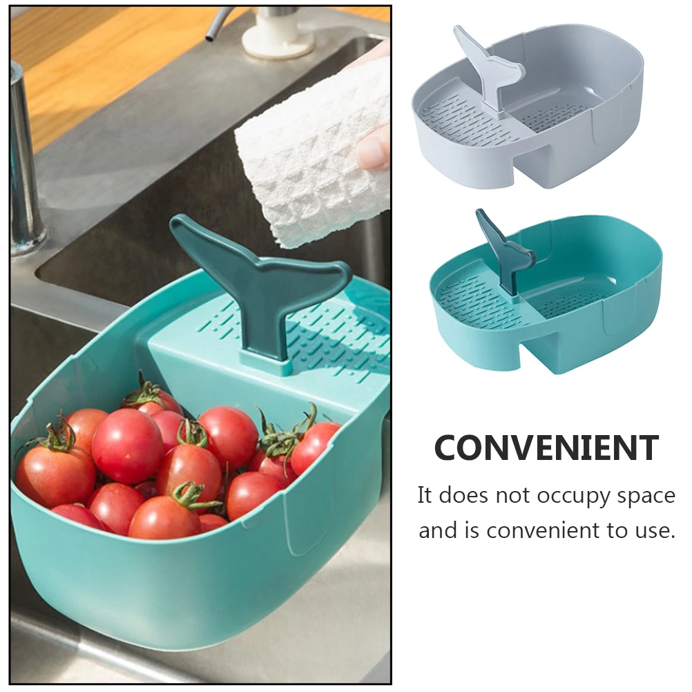 

2 pcs Colander Basket Drainer Rack Drain Filter Plastic Storage Rack Kitchen Sink Basket Sundries Holder Sink Sponge