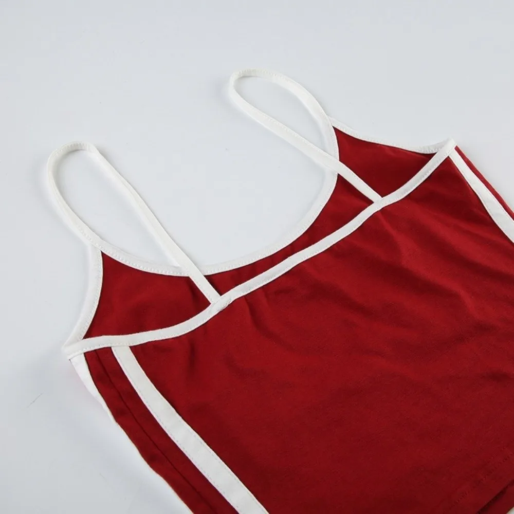 

Breathable Embroidered Sports Set Letter Stitching Comfortable U-Neck Vest Soft Casual Drawstring Shorts Sports Activities