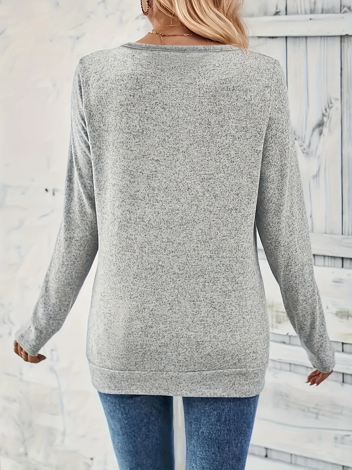 

Женская элегантная рубашка больших размеров с длинными рукавами - мягкая рубашка с круглым вырезом на пуговицах, однотонная рубашка, которую можно стирать в машине на весну и