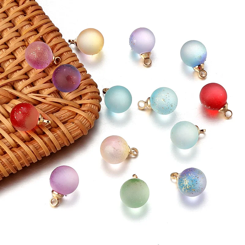 30 Stück Farbverlauf Lampwork Perlen Charms 8 mm runde Glasperlen Anhänger für DIY Halskette Ohrringe Schmuckherstellung Zubehör