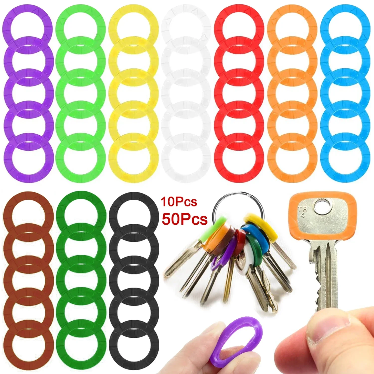 10-50Pcs Colored Key Caps Covers Soft Rubber Key Identifiers Protector Organizer Labels Silencer Key Toppers Random Color