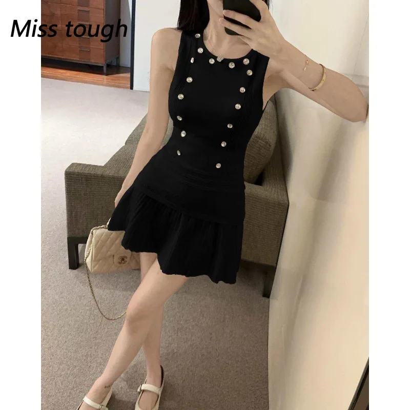 Spring Summer Korean Fashion French Elegant Women's Dresses Patched Blazer Knitted Sexy Pleated Y2K Slimming Design Short Skirts view 6