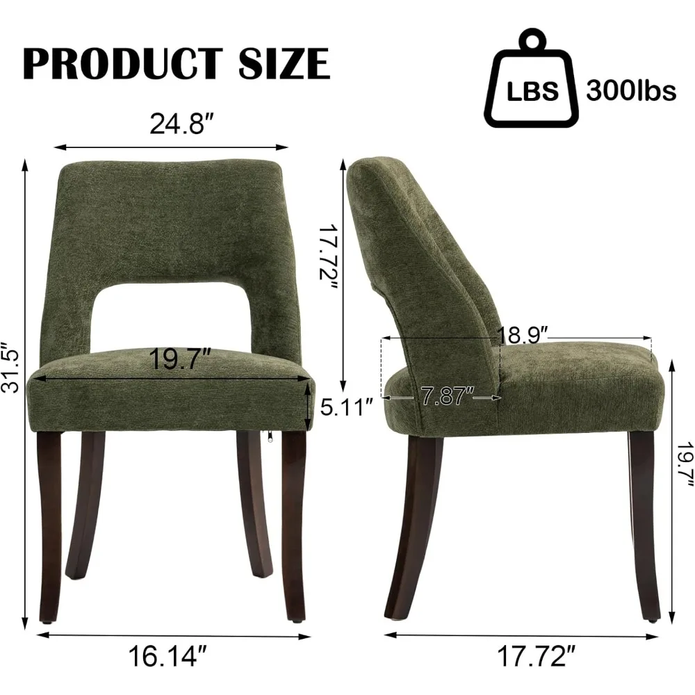 Wooden  Chairs Set of 4, Modern Fabric Upholstered Kitchen and Dining Room Chairs, Farmhouse with Solid