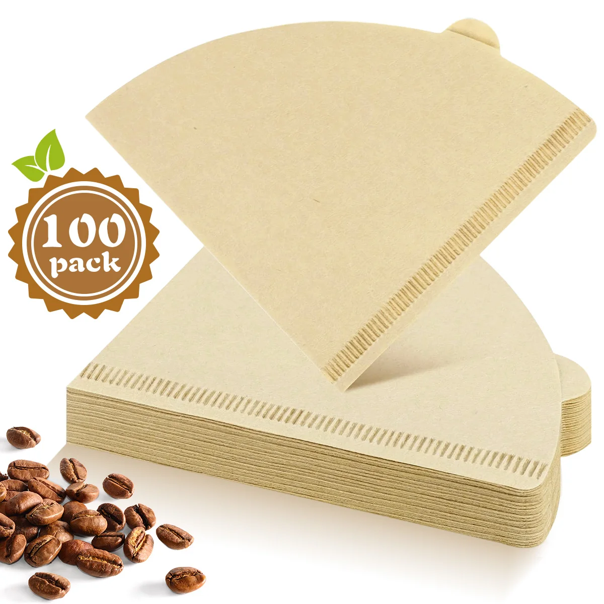 

100/200 Count Cone Coffee Filters 1-2/1-4 Cups, Unbleached V01/V02 Disposable Paper for PDrip and Pour Over Coffee Maker
