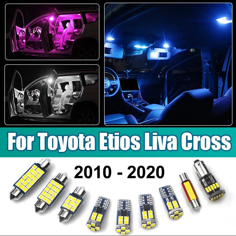 Para Toyota Etios Liva Cross 2010-2017 2018 2019 2020, 11 Piezas de Luces LED Interiores para Automóvil, Lámparas de Techo, Luces para Placa de Matrícula, Accesorios