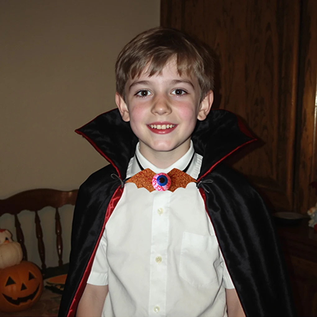 Straszny Halloweenowy Krawat z Podświetlanymi Oczami, Regulowane Paski, Złota Pyłka, Kokarda w Kształcie Nietoperza, Wielokrotnego Użytku, Realistyczne Rekwizyty na Halloween