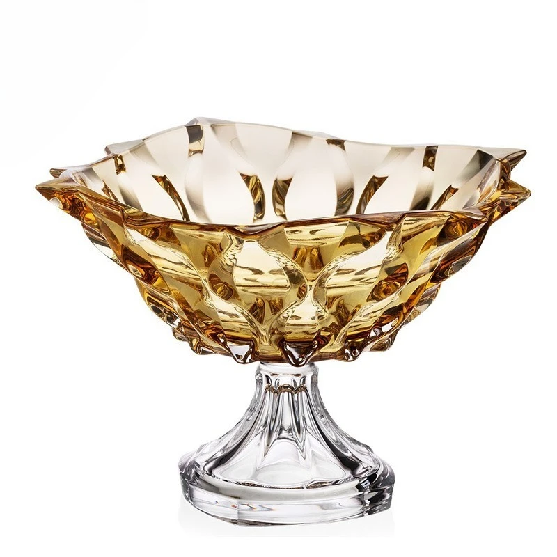 

Crystal glass fruit plate, creative household goods, modern living room Nordic simple fruit plate