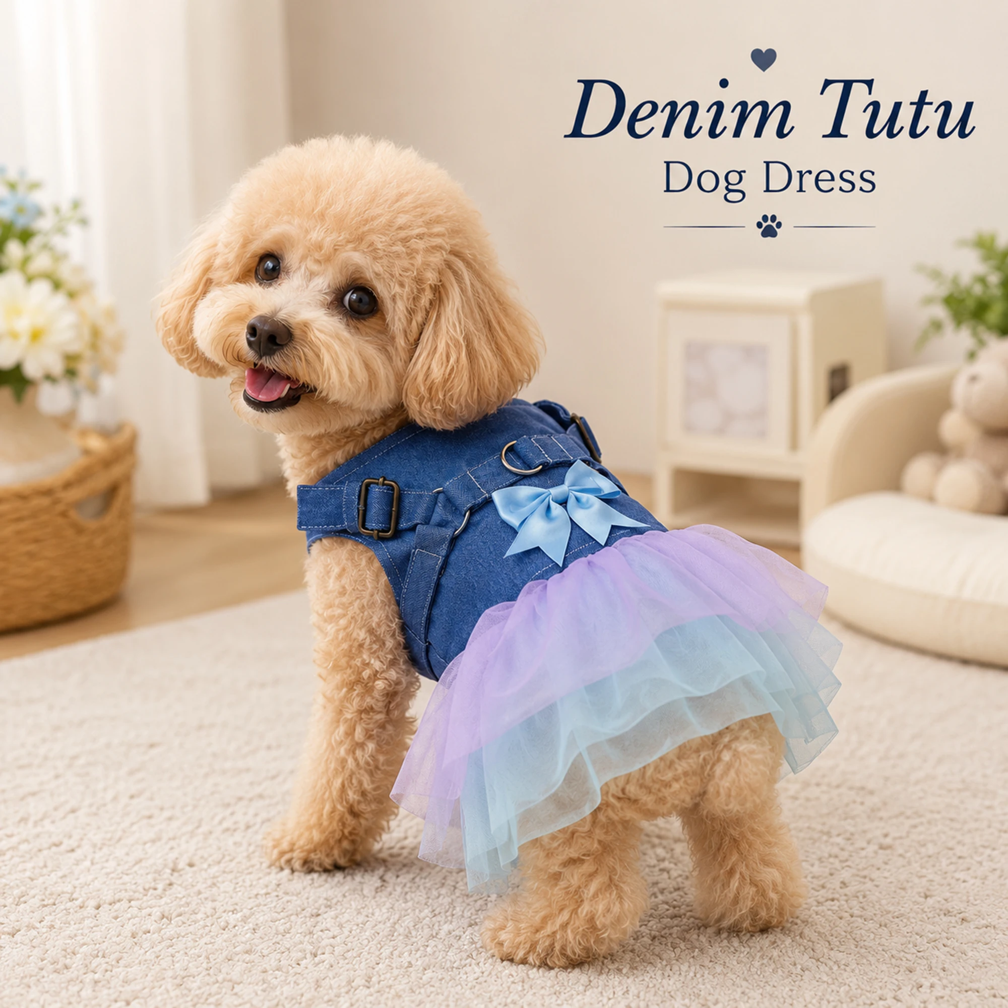 Falda de Verano para Perra, Ligera, Transpirable, con Aire Acondicionado, Suave, Cómoda, Anti-estrangulamiento, con Correa Ajustable