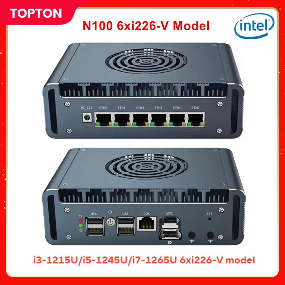 New 12th Gen i7 1265U i5 1245U N100 Firewall Mini PC 6x2.5G intel i226-V i3-1215U DDR5 NVMe Proxmox pfSense Computer Mini Router