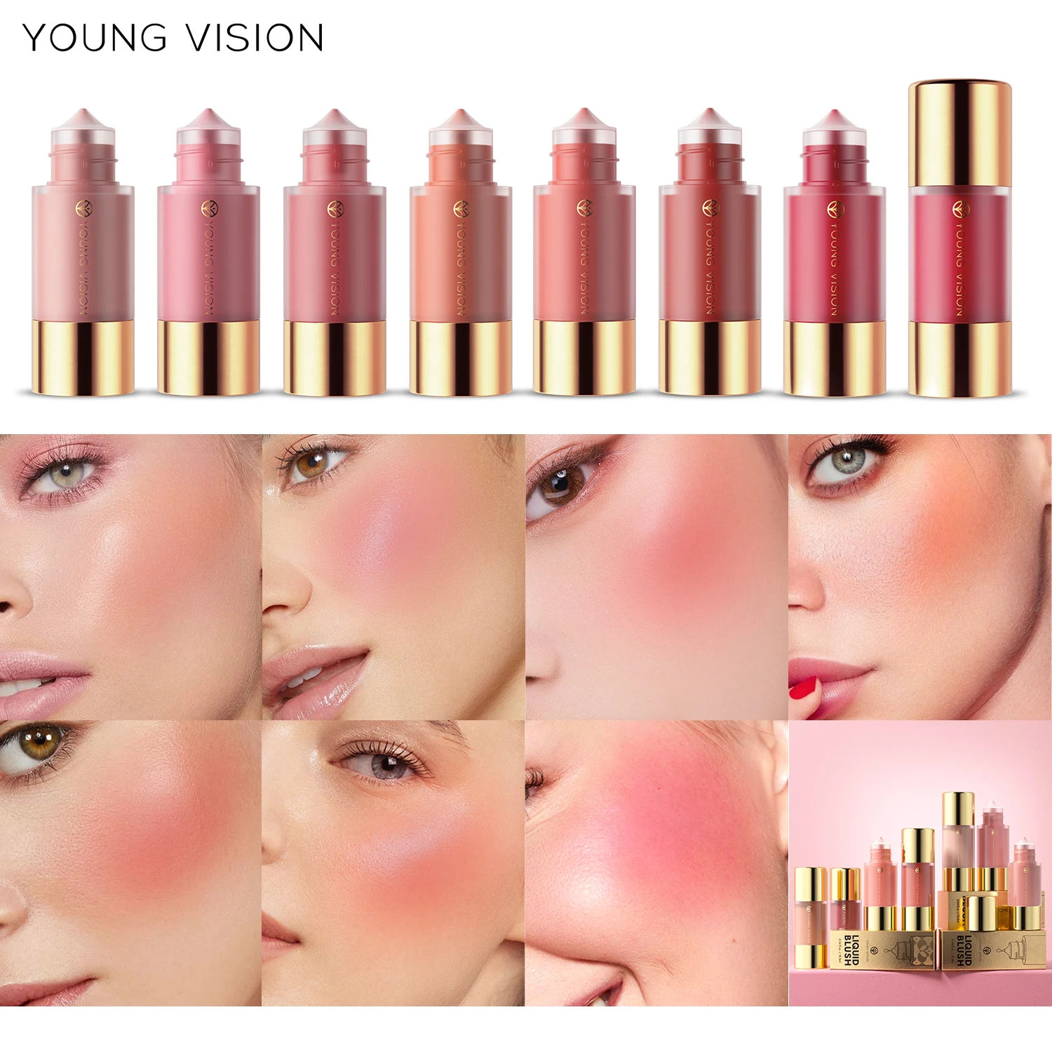 YOUNG VISION 8 colors long-lasting Bottom press moisturizing easy makeup blush pencil solid creamy Liquid blusher