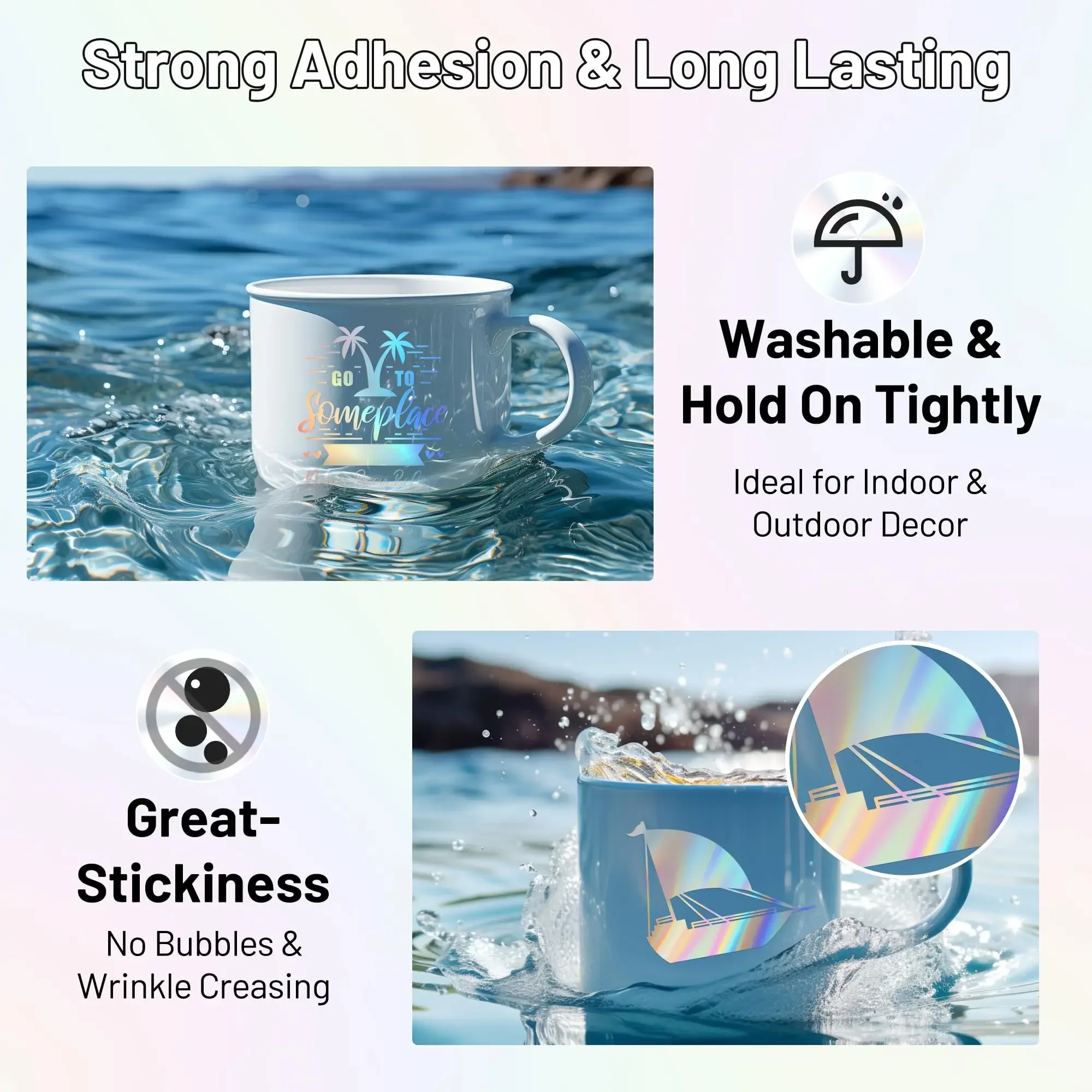 53mm Holographic Silver Thermal Paper Self-Adhesive Sticker For Mini Thermal Pocket Printers For Note Text Journal Photo DIY