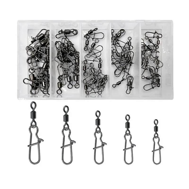 Fishing Swivels Set Carbon Steel 8 Shape Fishing Connector Portable Reusable Fishing Tackles Anti-Rust Fishing Connector