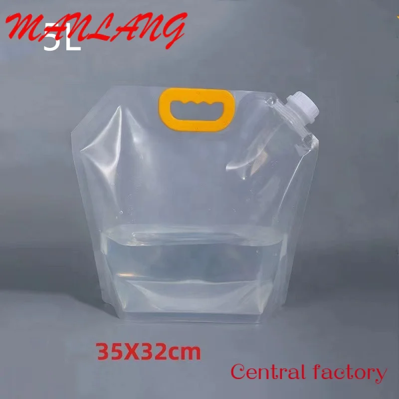 Custom  Hiking Portable Empty LDPE Drinking Containers 1.5L Gallon Storage Packaging Water Plastic Bag 5 Liter With Screw