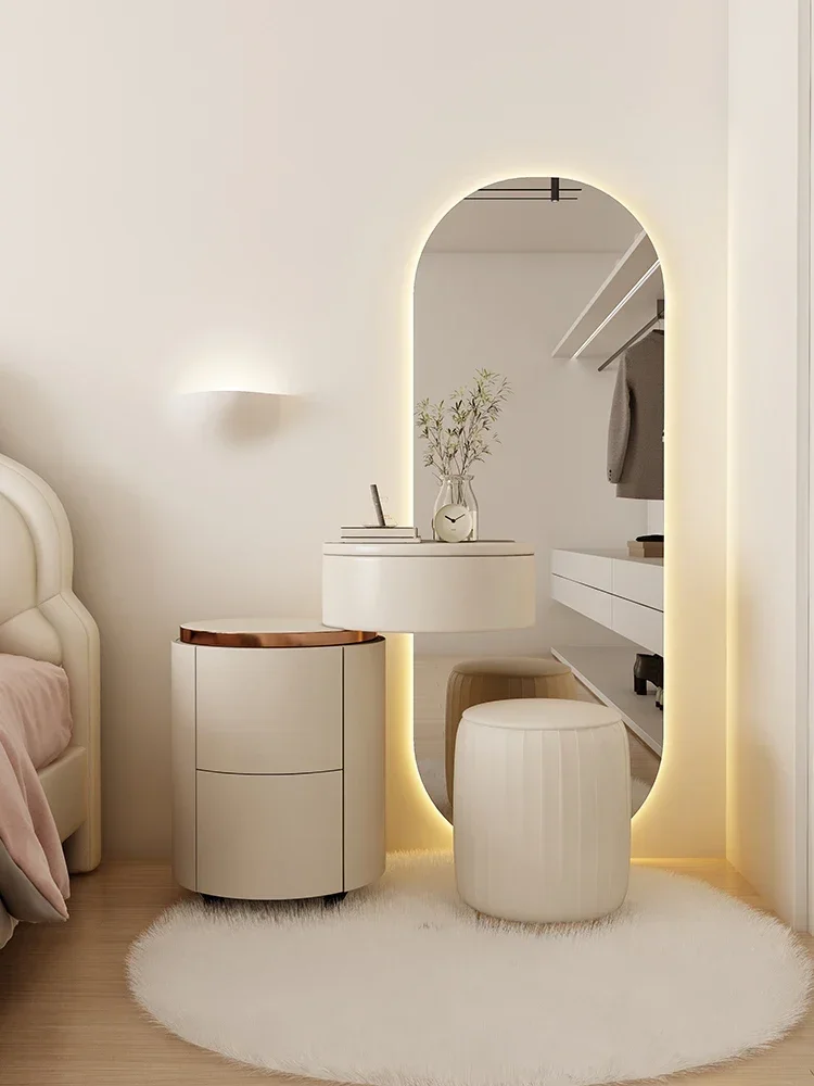 Dressing Table, Bedside Table, Dual Purpose, Full Body Mirror, Integrated with Light, Household Bedroom, Small Unit