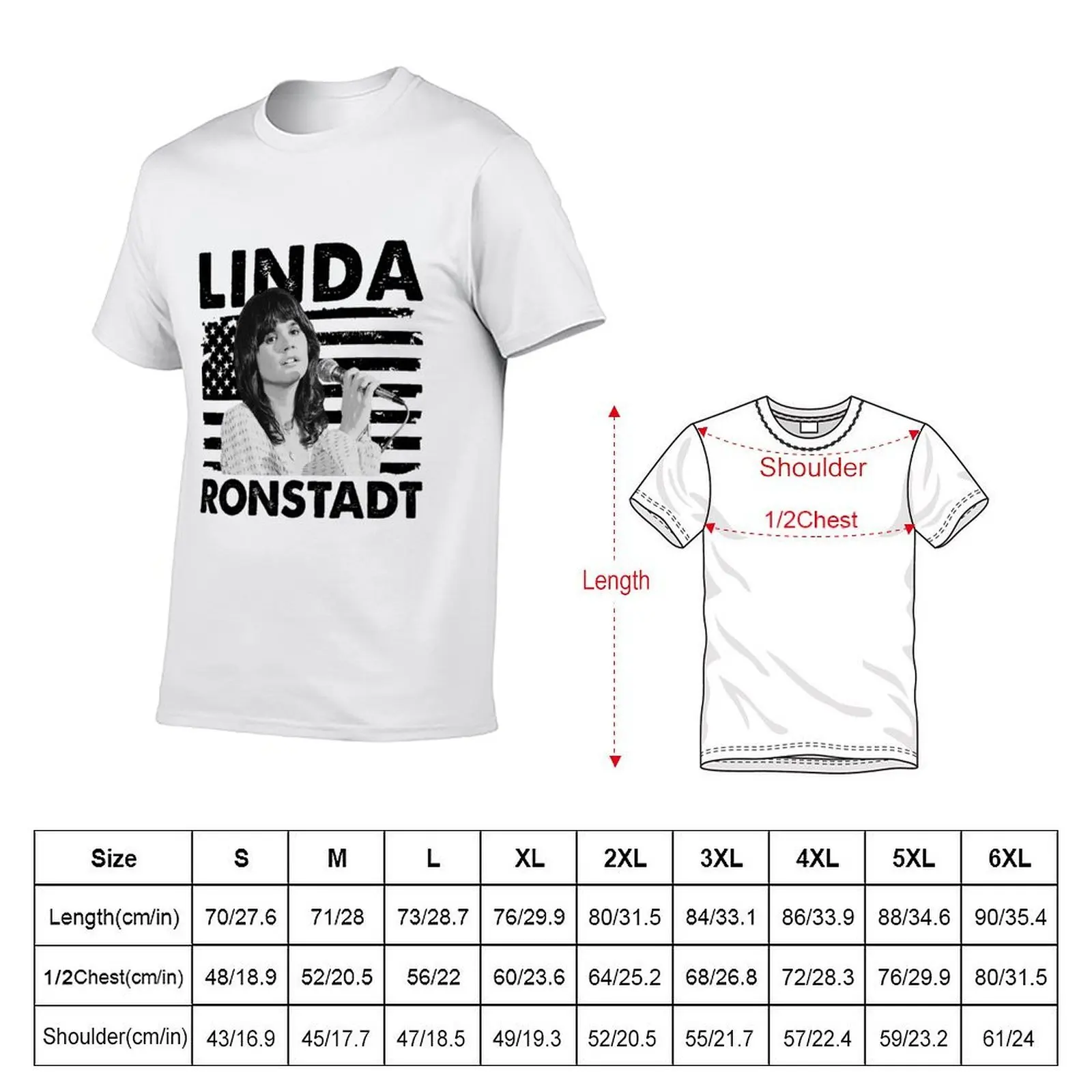 Retro American Flag Linda Ronstadt Music Gift T-Shirt black cotton t-shirt plain for man package T-Shirt