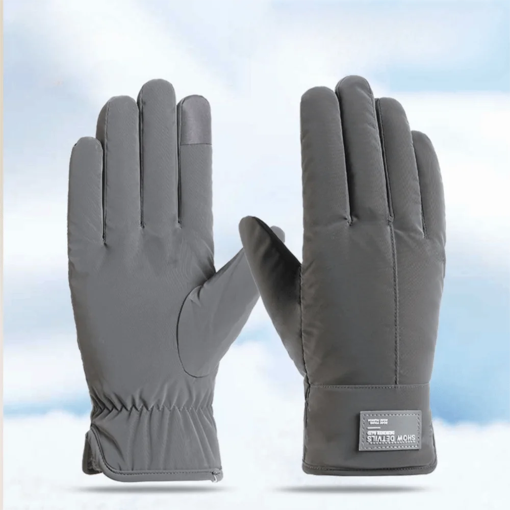 Portable Fleece-lined Cycling Gloves Touchscreen Non-Slip Full Finger Gloves Windproof Winter Warm Outdoor Sports Gloves