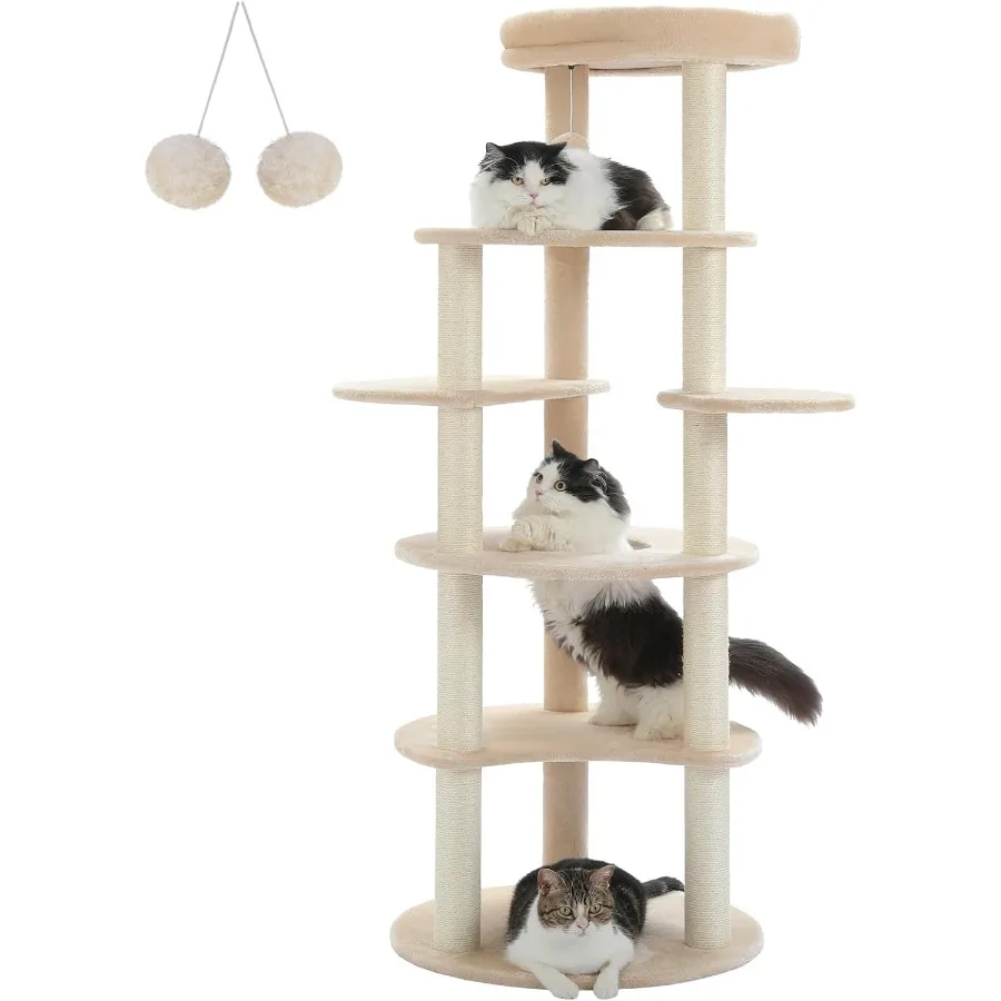 

61 Cat Tree for Indoor Cats with 6 Levels of Interactive Play and Relaxation Features Includes 9 Sisal Scratching Posts for Hea